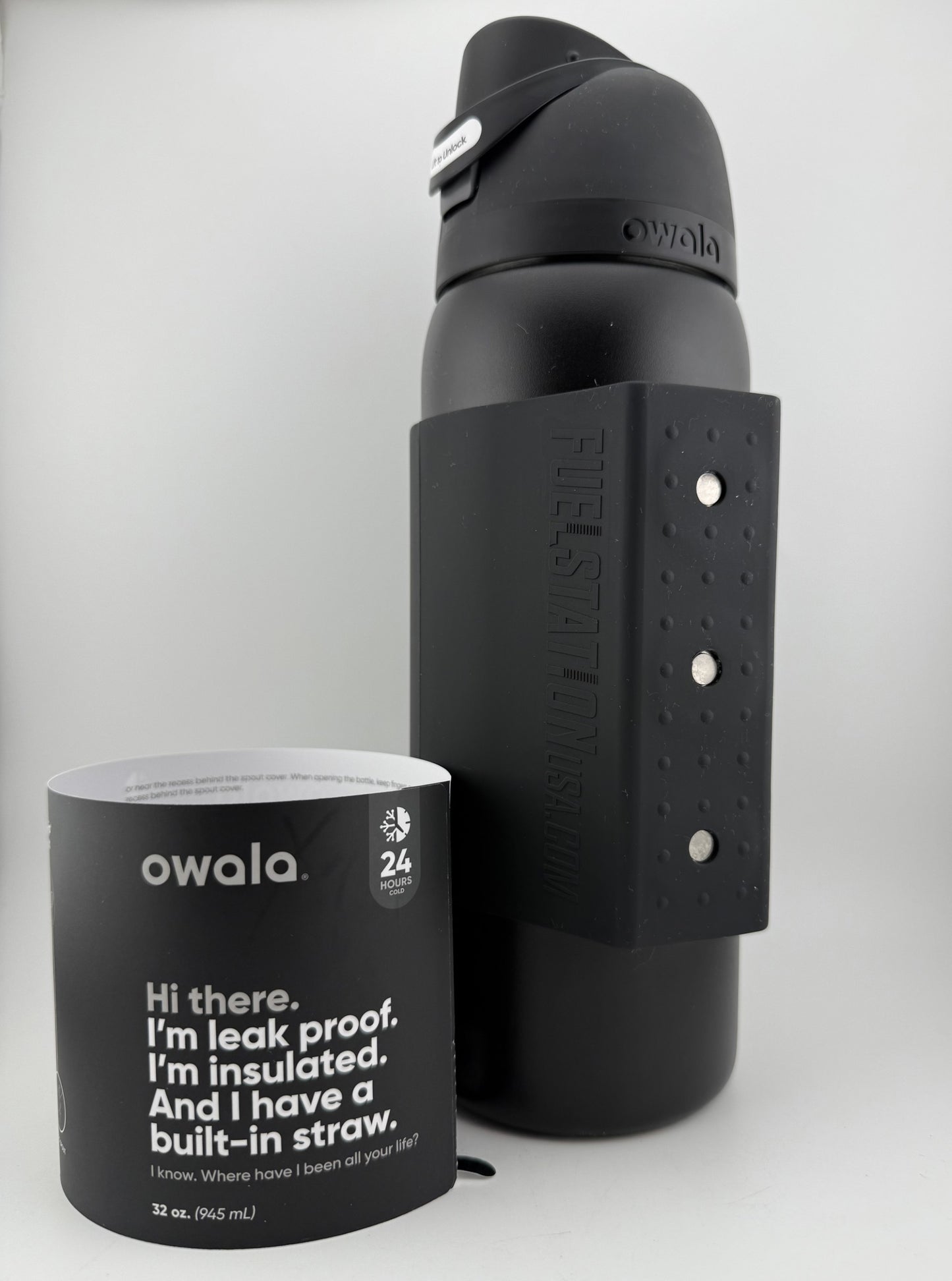 MIDSIZE - Black Magnetic Sleeve (FITS the slimmer bottles) FITMENT = YETI 26oz / Owala 32oz / Stanley 30oz Tumbler